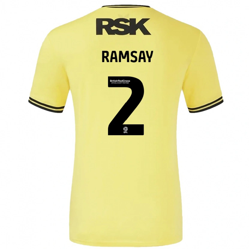 Danxen Niño Camiseta Kayne Ramsay #2 Amarillo Negro 2ª Equipación 2024/25 La Camisa