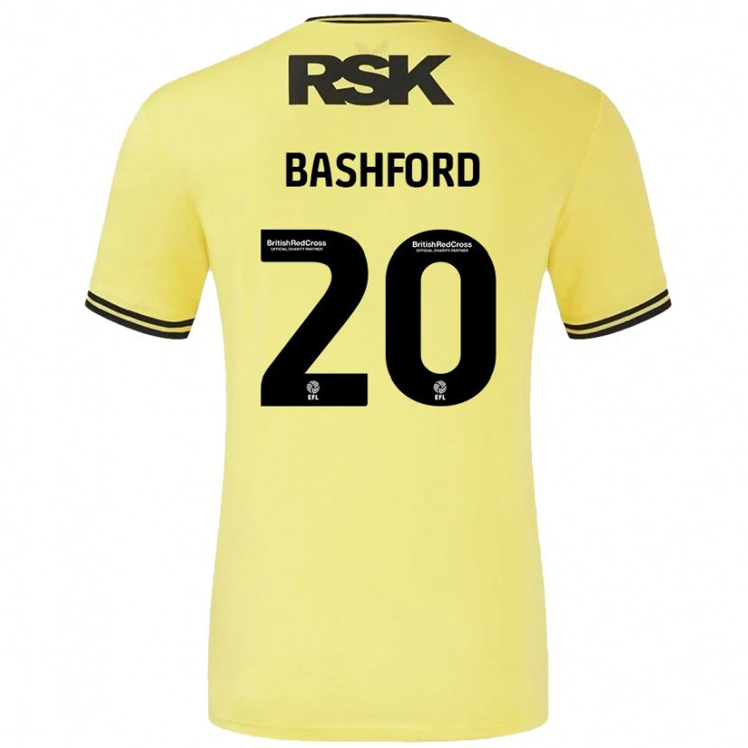 Danxen Niño Camiseta Mary Bashford #20 Amarillo Negro 2ª Equipación 2024/25 La Camisa