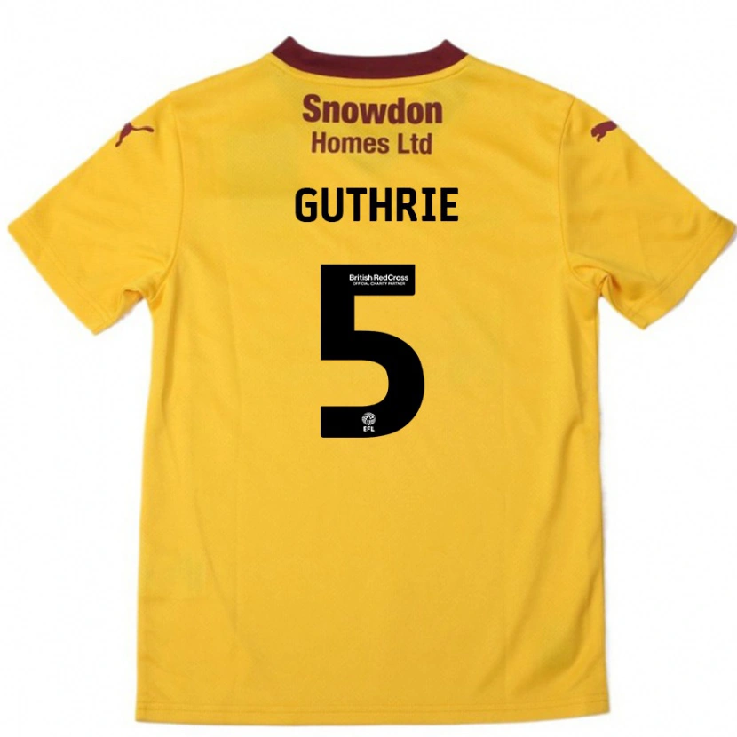 Danxen Niño Camiseta Jon Guthrie #5 Naranja Borgoña 2ª Equipación 2024/25 La Camisa