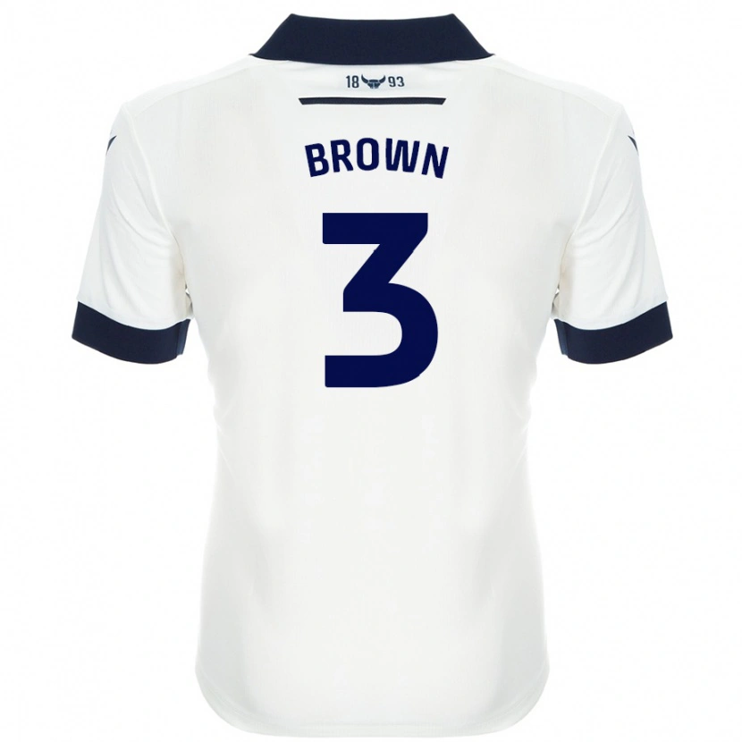 Danxen Niño Camiseta Ciaron Brown #3 Blanco Azul Marino 2ª Equipación 2024/25 La Camisa