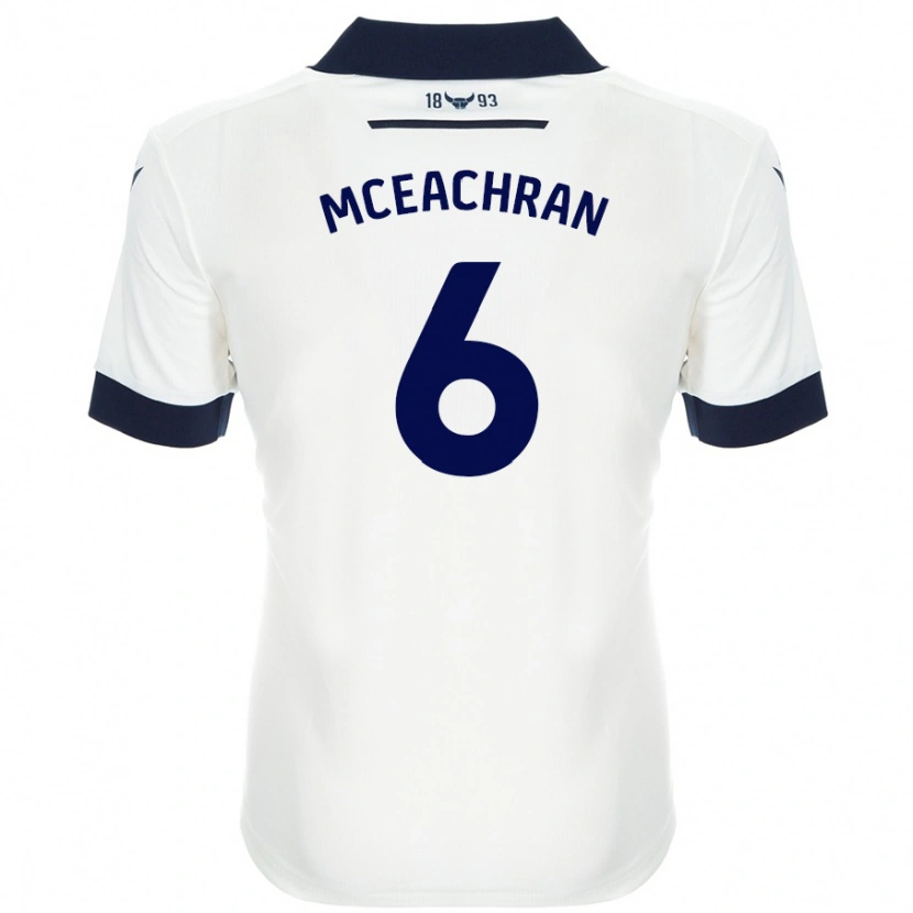 Danxen Niño Camiseta Josh Mceachran #6 Blanco Azul Marino 2ª Equipación 2024/25 La Camisa