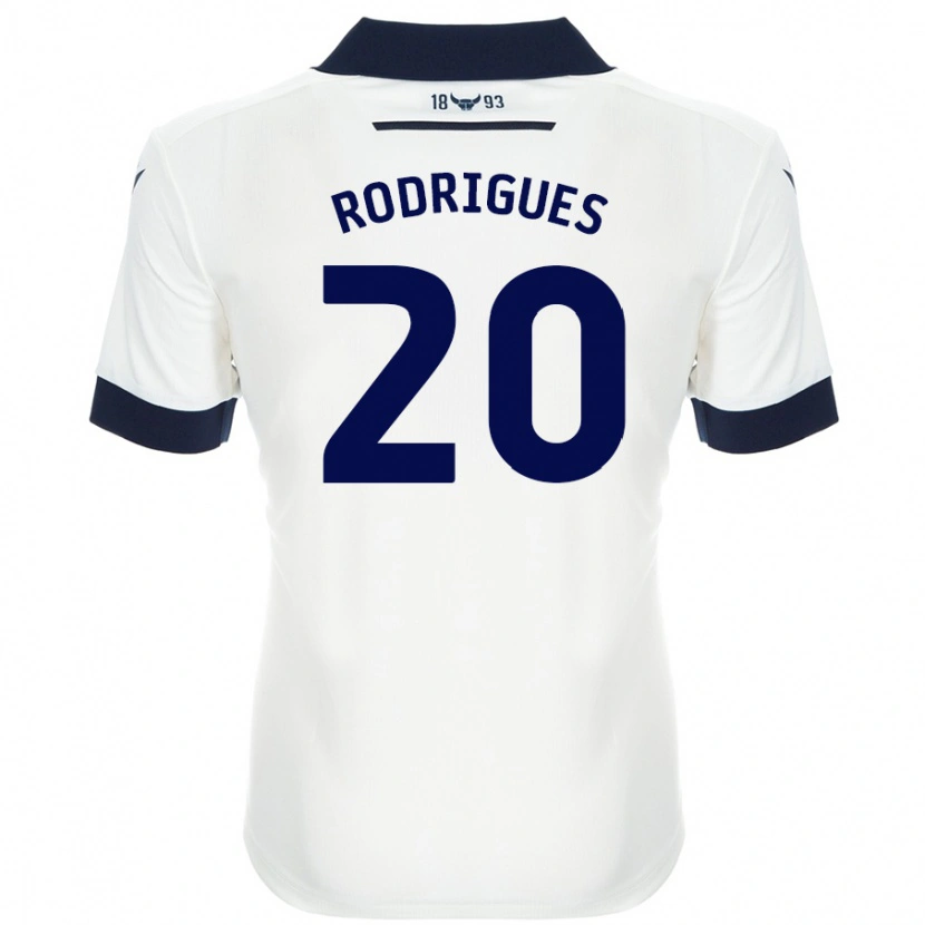 Danxen Niño Camiseta Rúben Rodrigues #20 Blanco Azul Marino 2ª Equipación 2024/25 La Camisa