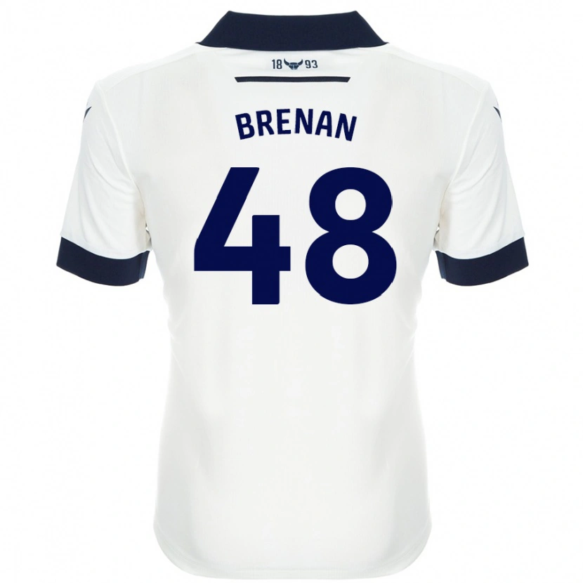 Danxen Niño Camiseta Tobias Brenan #48 Blanco Azul Marino 2ª Equipación 2024/25 La Camisa