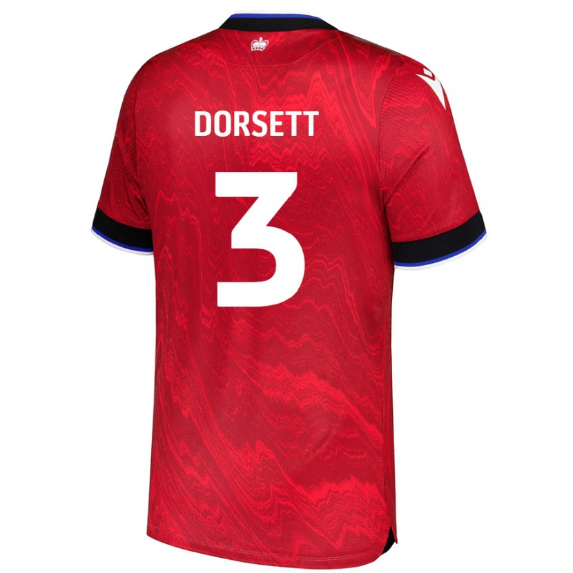 Danxen Niño Camiseta Jeriel Dorsett #3 Rojo Negro 2ª Equipación 2024/25 La Camisa