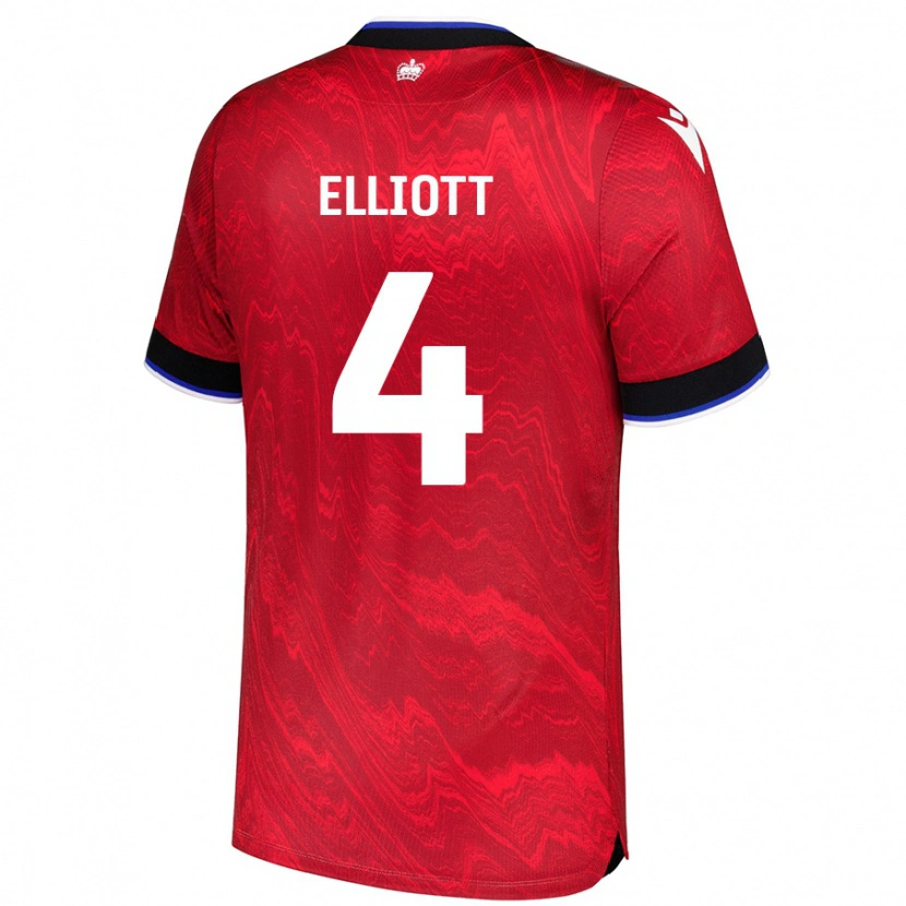 Danxen Niño Camiseta Ben Elliott #4 Rojo Negro 2ª Equipación 2024/25 La Camisa