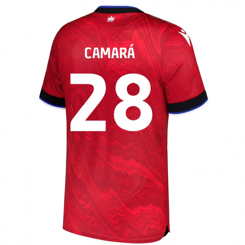 Danxen Niño Camiseta Mamadi Camará #28 Rojo Negro 2ª Equipación 2024/25 La Camisa