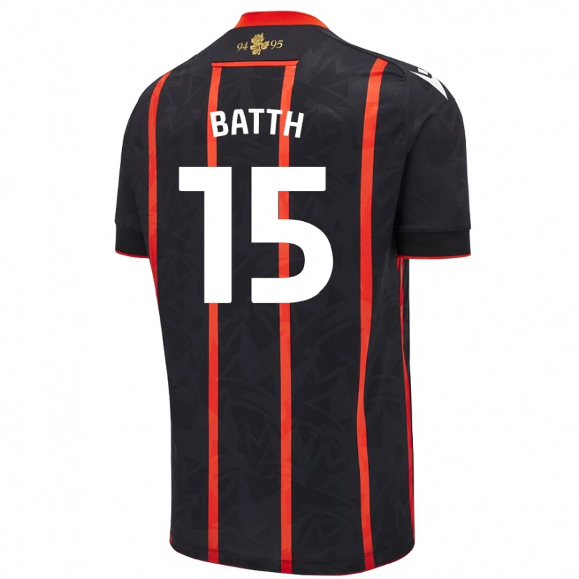 Danxen Niño Camiseta Danny Batth #15 Negro Rojo 2ª Equipación 2024/25 La Camisa