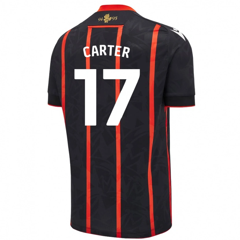 Danxen Niño Camiseta Hayden Carter #17 Negro Rojo 2ª Equipación 2024/25 La Camisa