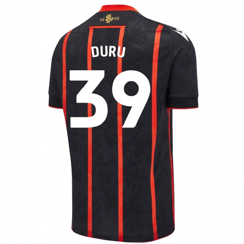 Danxen Niño Camiseta Leo Duru #39 Negro Rojo 2ª Equipación 2024/25 La Camisa