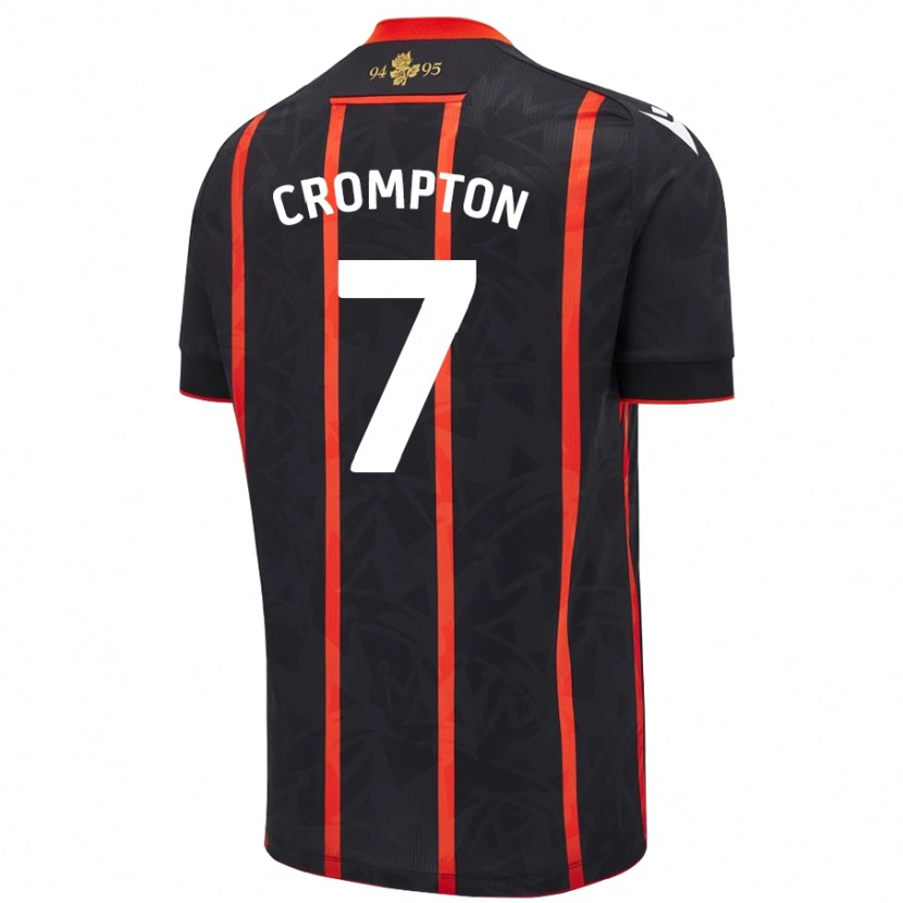 Danxen Niño Camiseta Farah Crompton #7 Negro Rojo 2ª Equipación 2024/25 La Camisa