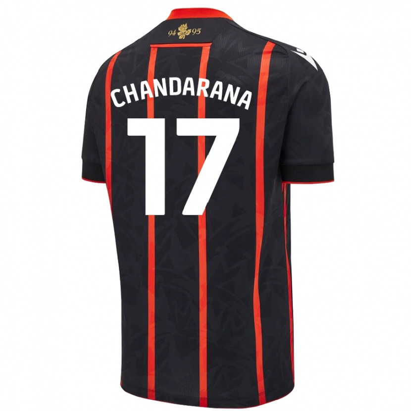 Danxen Niño Camiseta Millie Chandarana #17 Negro Rojo 2ª Equipación 2024/25 La Camisa