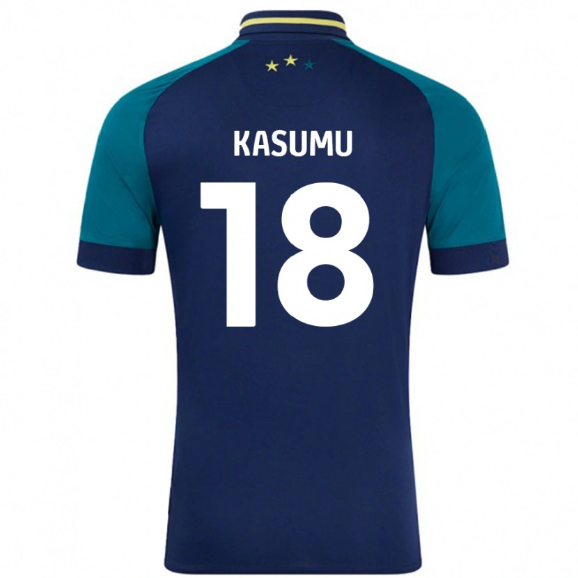 Danxen Niño Camiseta David Kasumu #18 Azul Marino Verde Oscuro 2ª Equipación 2024/25 La Camisa