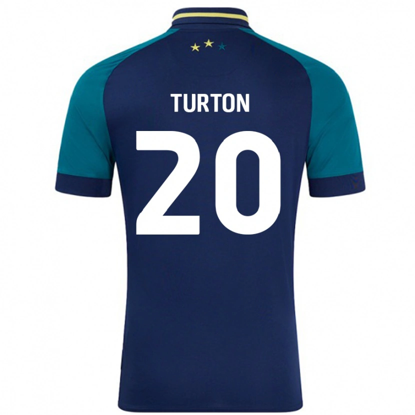 Danxen Niño Camiseta Ollie Turton #20 Azul Marino Verde Oscuro 2ª Equipación 2024/25 La Camisa