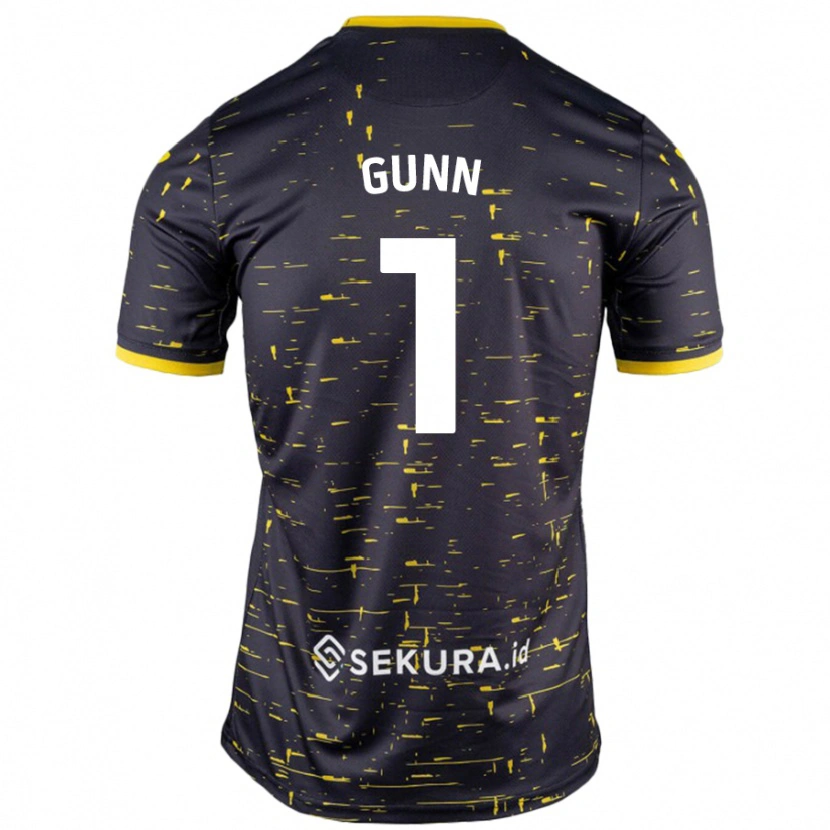 Danxen Niño Camiseta Angus Gunn #1 Negro Amarillo 2ª Equipación 2024/25 La Camisa