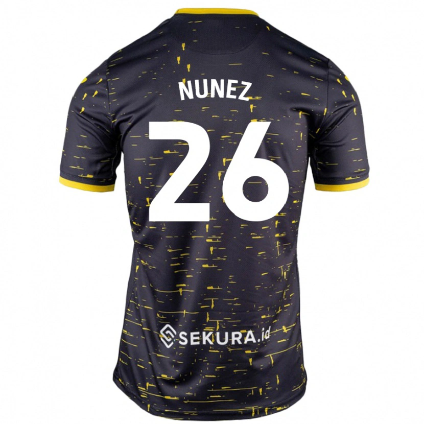 Danxen Niño Camiseta Marcelino Núñez #26 Negro Amarillo 2ª Equipación 2024/25 La Camisa