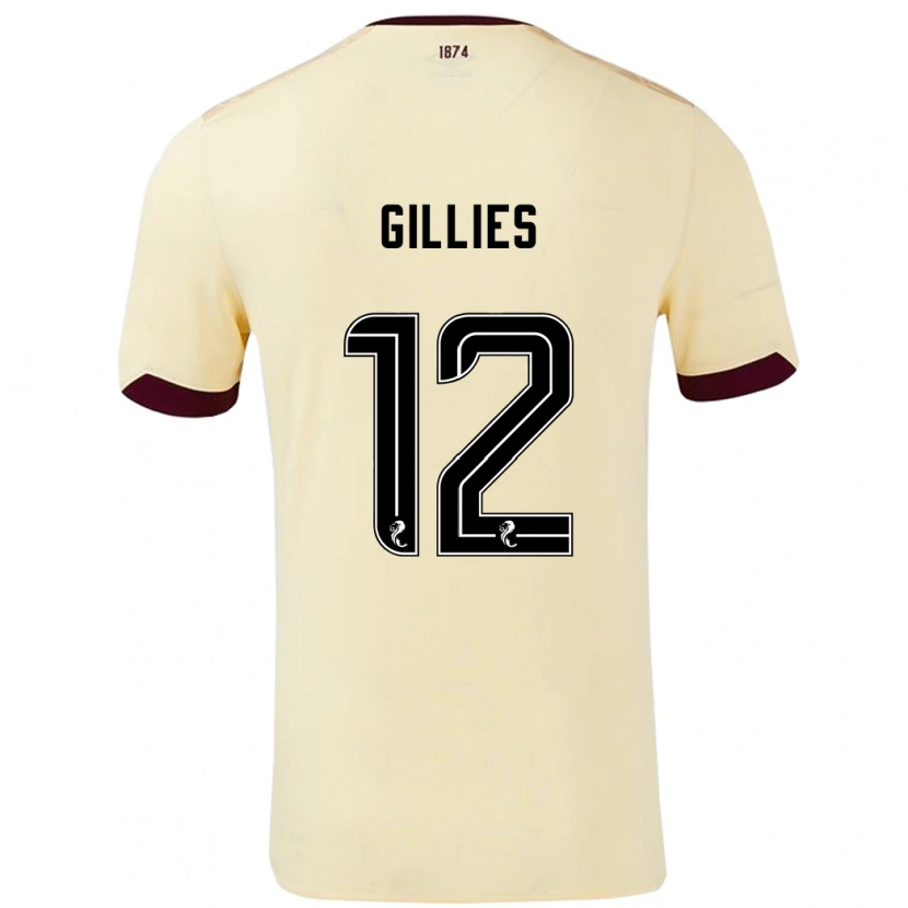 Danxen Niño Camiseta Matthew Gillies #12 Crema Burdeos 2ª Equipación 2024/25 La Camisa