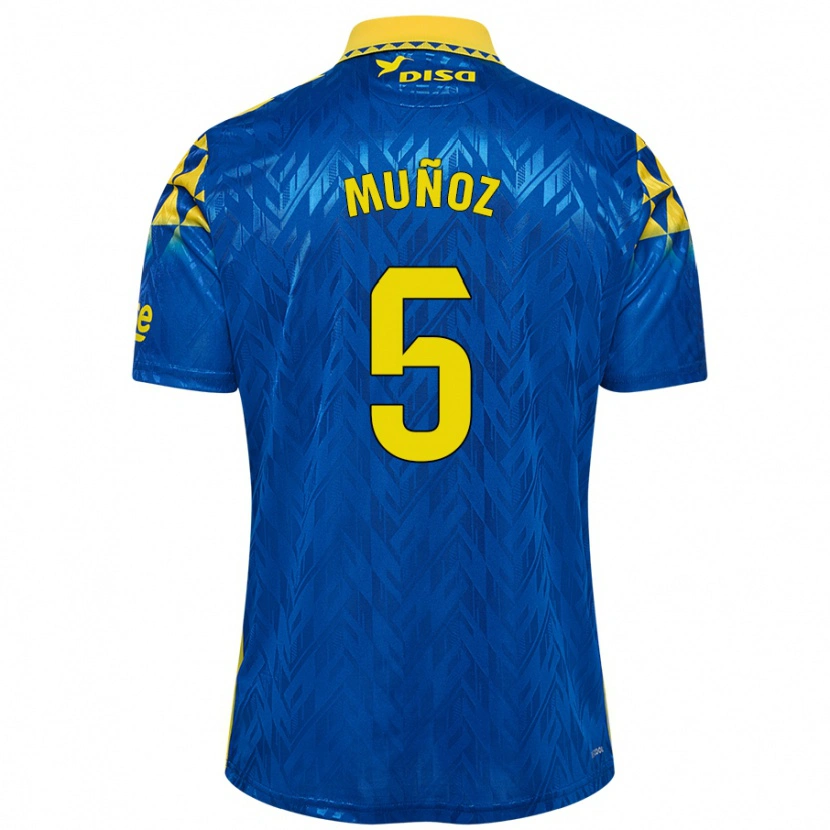 Danxen Niño Camiseta Javi Muñoz #5 Azul Amarillo 2ª Equipación 2024/25 La Camisa