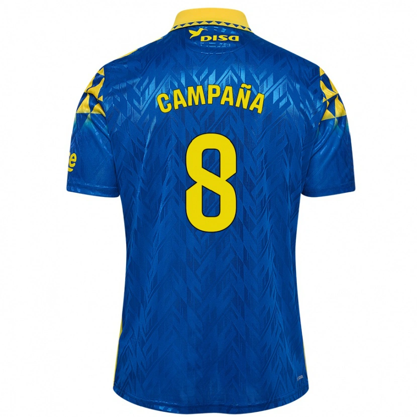 Danxen Niño Camiseta José Campaña #8 Azul Amarillo 2ª Equipación 2024/25 La Camisa
