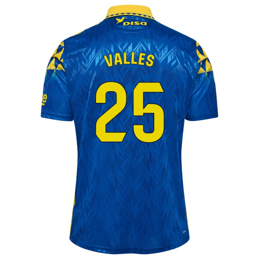Danxen Niño Camiseta Álvaro Valles #25 Azul Amarillo 2ª Equipación 2024/25 La Camisa