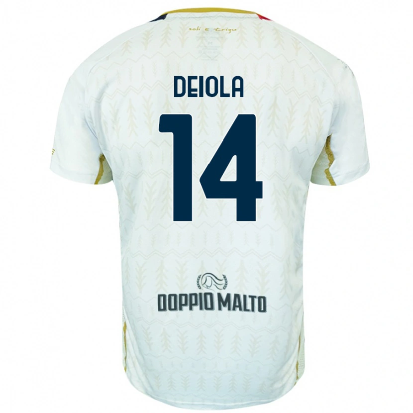 Danxen Niño Camiseta Alessandro Deiola #14 Blanco 2ª Equipación 2024/25 La Camisa