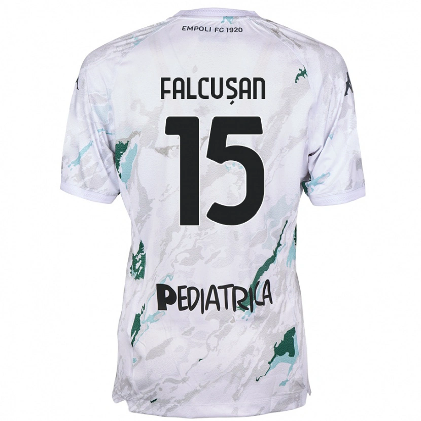 Danxen Niño Camiseta Darius Fălcușan #15 Gris 2ª Equipación 2024/25 La Camisa