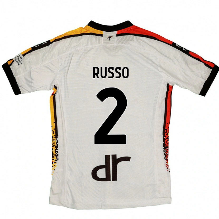 Danxen Niño Camiseta Luca Russo #2 Blanco Negro 2ª Equipación 2024/25 La Camisa