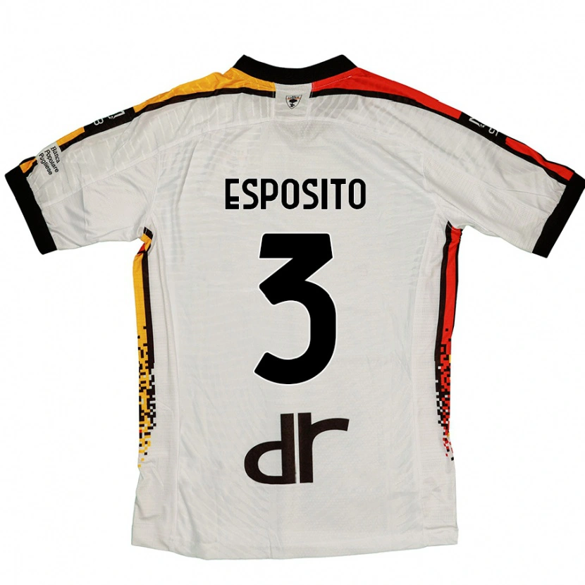 Danxen Niño Camiseta Sebastian Esposito #3 Blanco Negro 2ª Equipación 2024/25 La Camisa