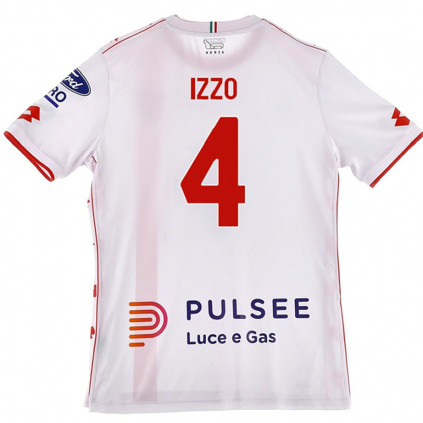 Danxen Niño Camiseta Armando Izzo #4 Blanco Rojo 2ª Equipación 2024/25 La Camisa