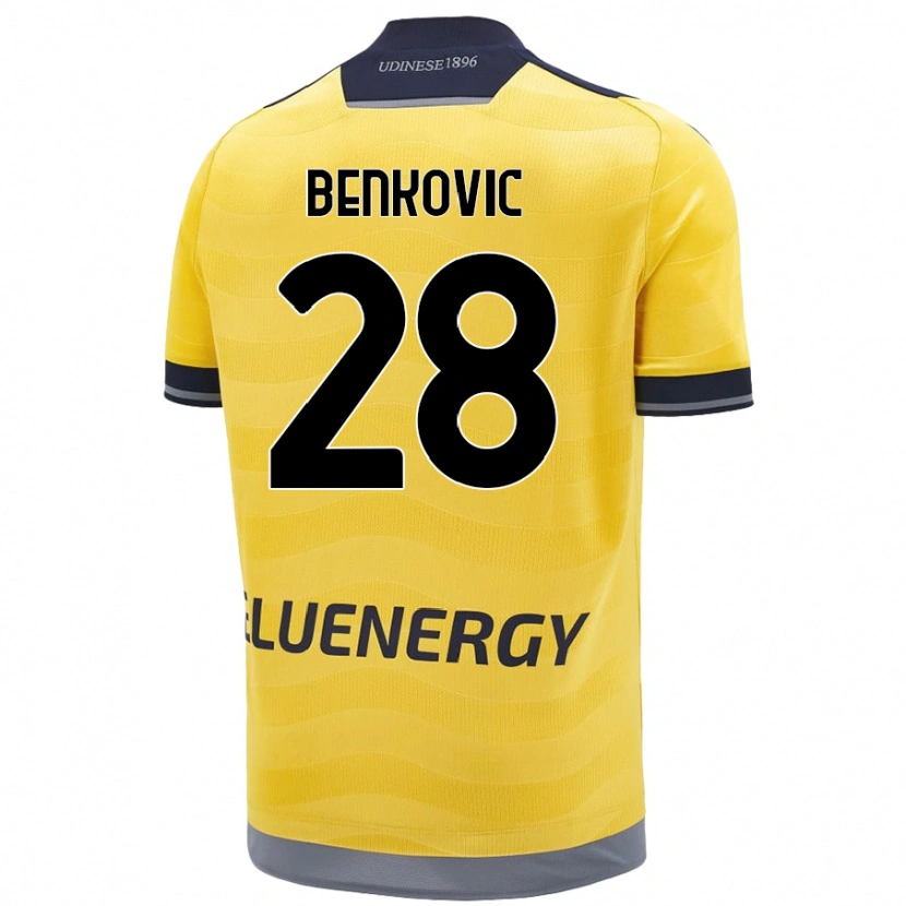 Danxen Niño Camiseta Filip Benkovic #28 Dorado 2ª Equipación 2024/25 La Camisa