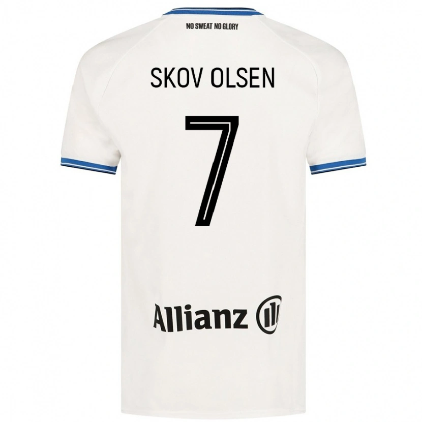 Danxen Niño Camiseta Andreas Skov Olsen #7 Blanco 2ª Equipación 2024/25 La Camisa