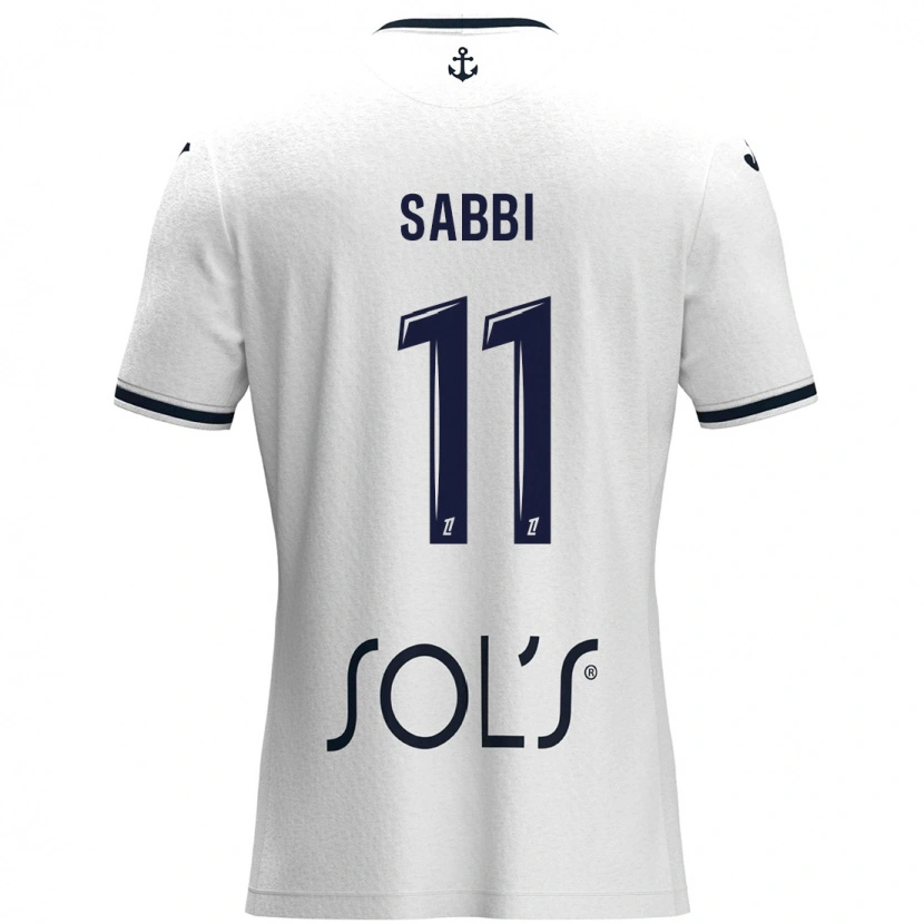 Danxen Niño Camiseta Emmanuel Sabbi #11 Blanco Azul Oscuro 2ª Equipación 2024/25 La Camisa