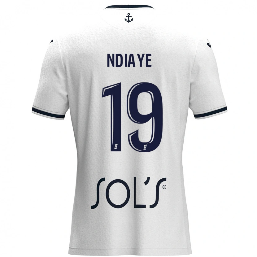 Danxen Niño Camiseta Rassoul Ndiaye #19 Blanco Azul Oscuro 2ª Equipación 2024/25 La Camisa