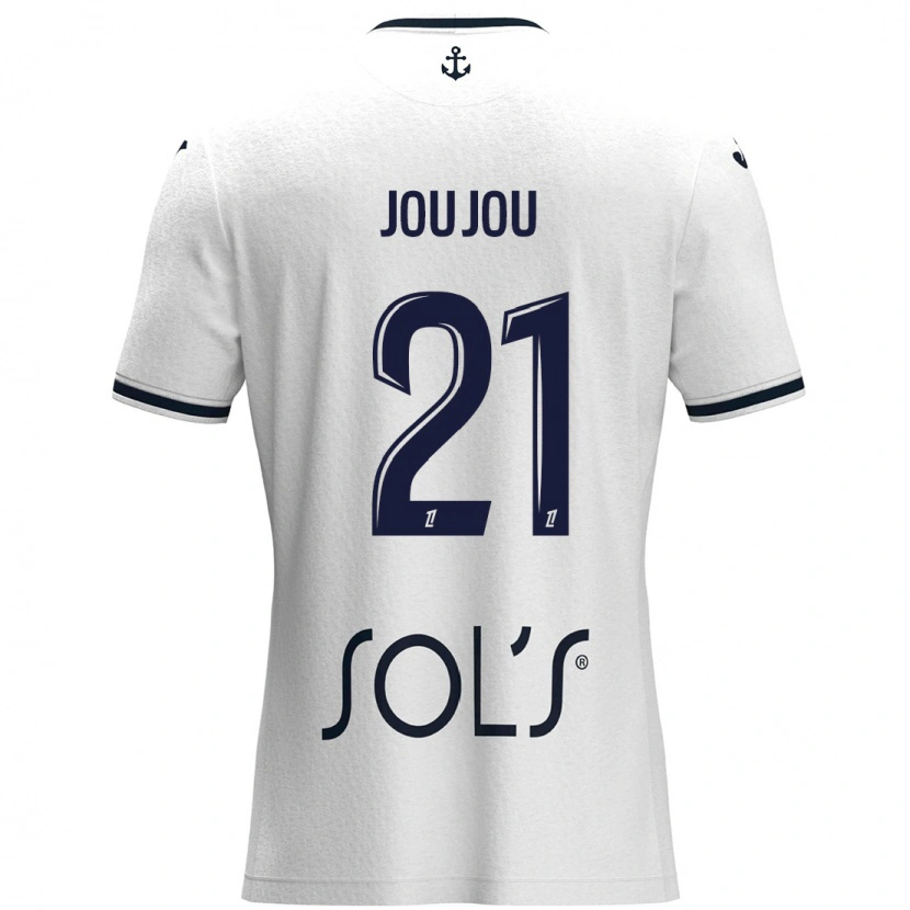 Danxen Niño Camiseta Antoine Joujou #21 Blanco Azul Oscuro 2ª Equipación 2024/25 La Camisa