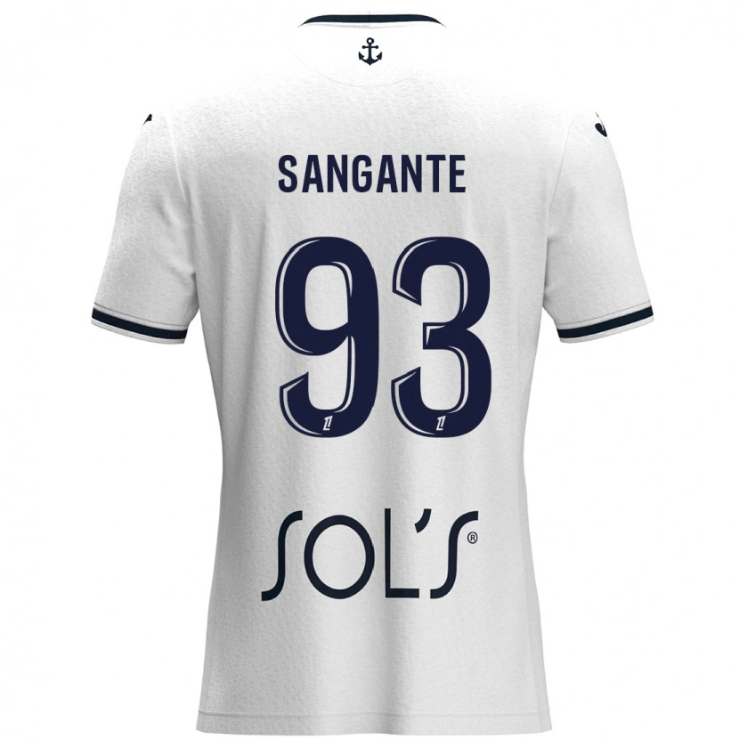 Danxen Niño Camiseta Arouna Sangante #93 Blanco Azul Oscuro 2ª Equipación 2024/25 La Camisa