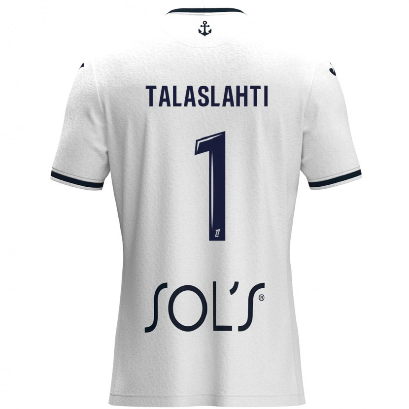 Danxen Niño Camiseta Katriina Talaslahti #1 Blanco Azul Oscuro 2ª Equipación 2024/25 La Camisa