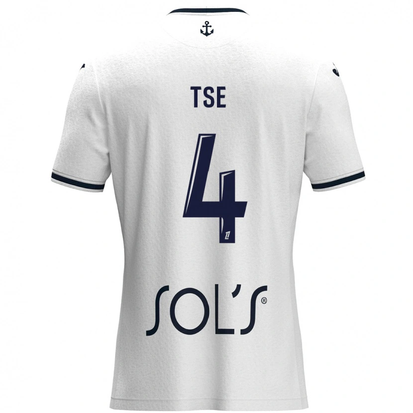 Danxen Niño Camiseta Élisabeth Tsé #4 Blanco Azul Oscuro 2ª Equipación 2024/25 La Camisa