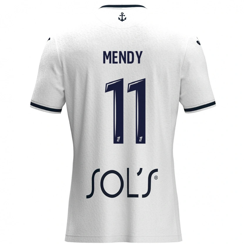 Danxen Niño Camiseta Mélinda Mendy #11 Blanco Azul Oscuro 2ª Equipación 2024/25 La Camisa
