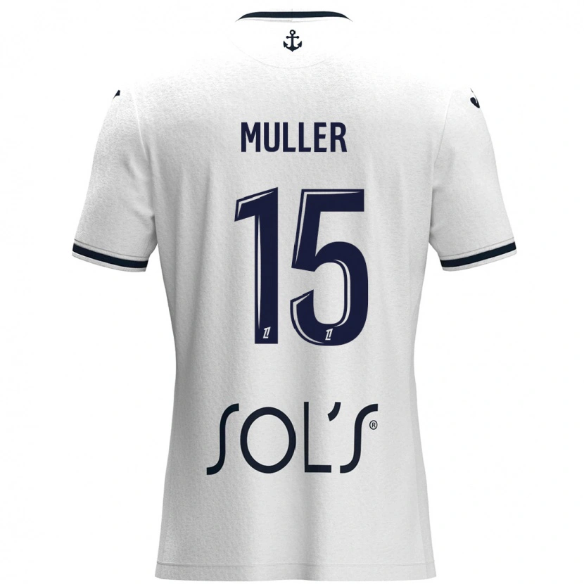 Danxen Niño Camiseta Laura Muller #15 Blanco Azul Oscuro 2ª Equipación 2024/25 La Camisa