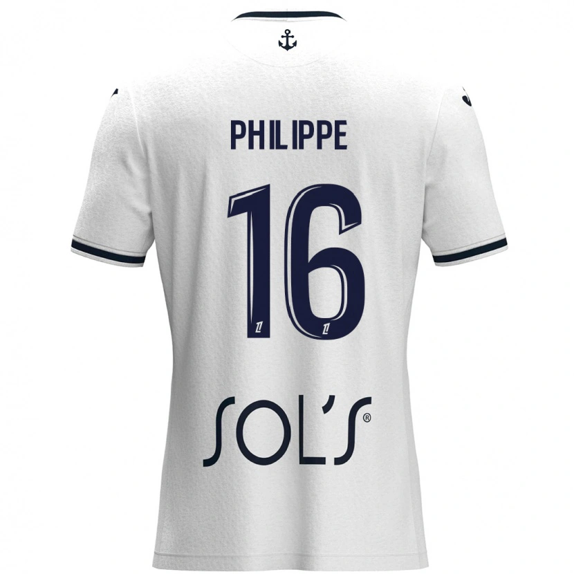 Danxen Niño Camiseta Laëtitia Philippe #16 Blanco Azul Oscuro 2ª Equipación 2024/25 La Camisa