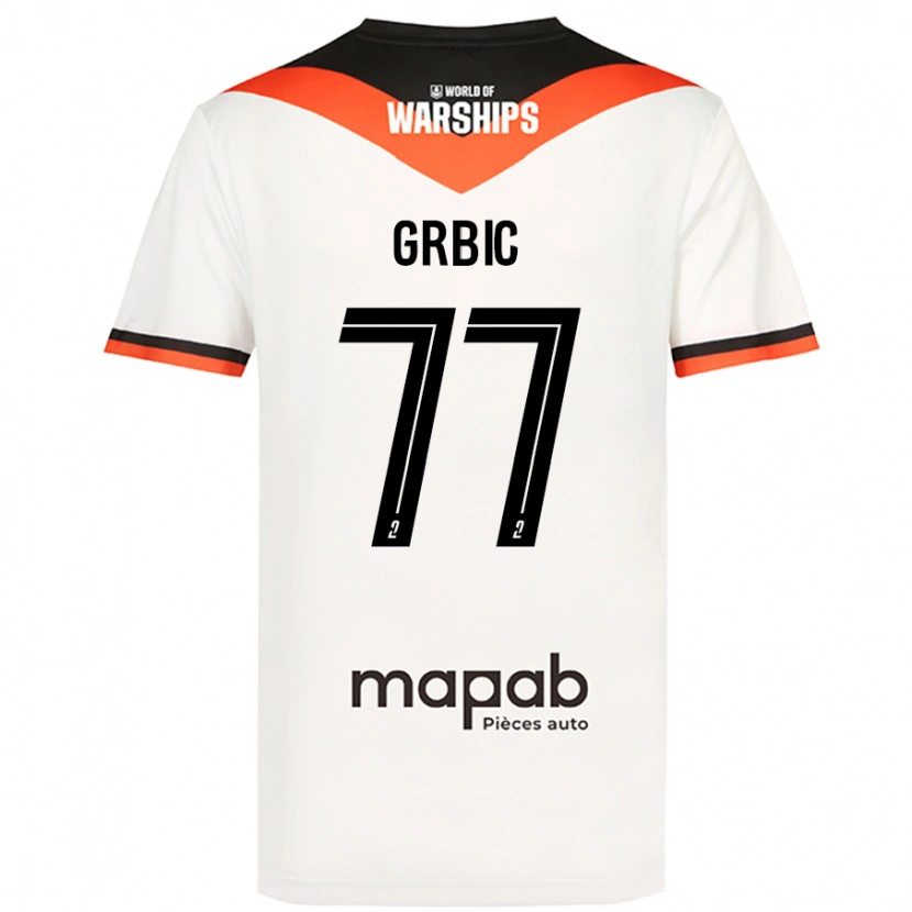 Danxen Niño Camiseta Adrian Grbic #77 Blanco 2ª Equipación 2024/25 La Camisa
