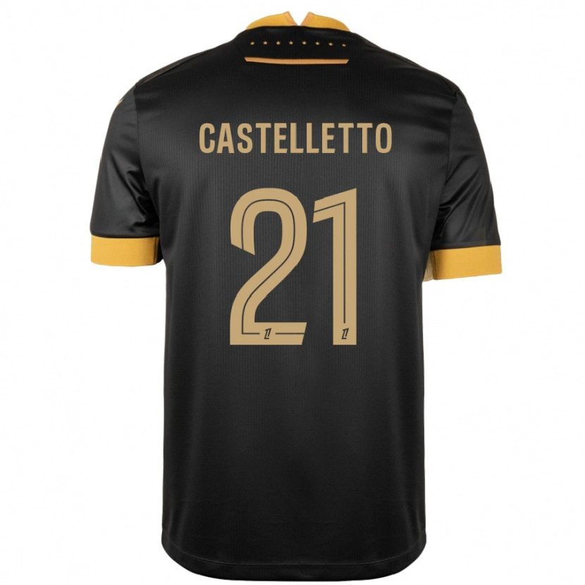 Danxen Niño Camiseta Jean-Charles Castelletto #21 Negro Marrón 2ª Equipación 2024/25 La Camisa