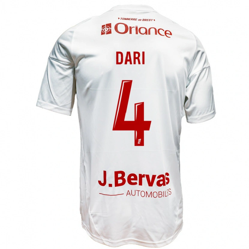 Danxen Niño Camiseta Achraf Dari #4 Blanco Rojo 2ª Equipación 2024/25 La Camisa
