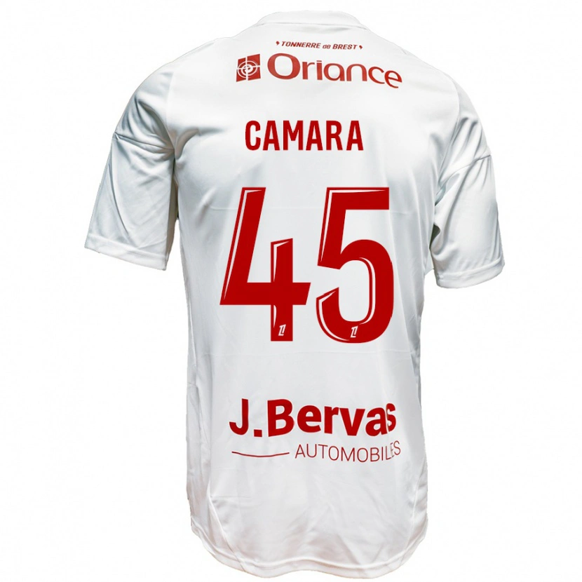 Danxen Niño Camiseta Mahdi Camara #45 Blanco Rojo 2ª Equipación 2024/25 La Camisa
