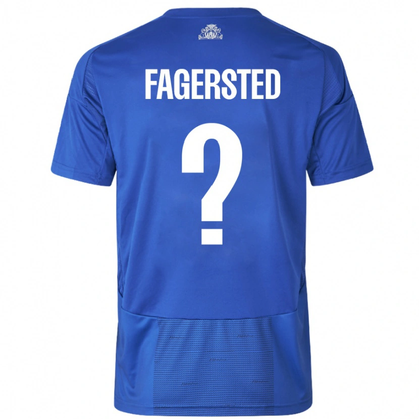 Danxen Niño Camiseta Johan Fagersted #0 Blanco Azul 2ª Equipación 2024/25 La Camisa