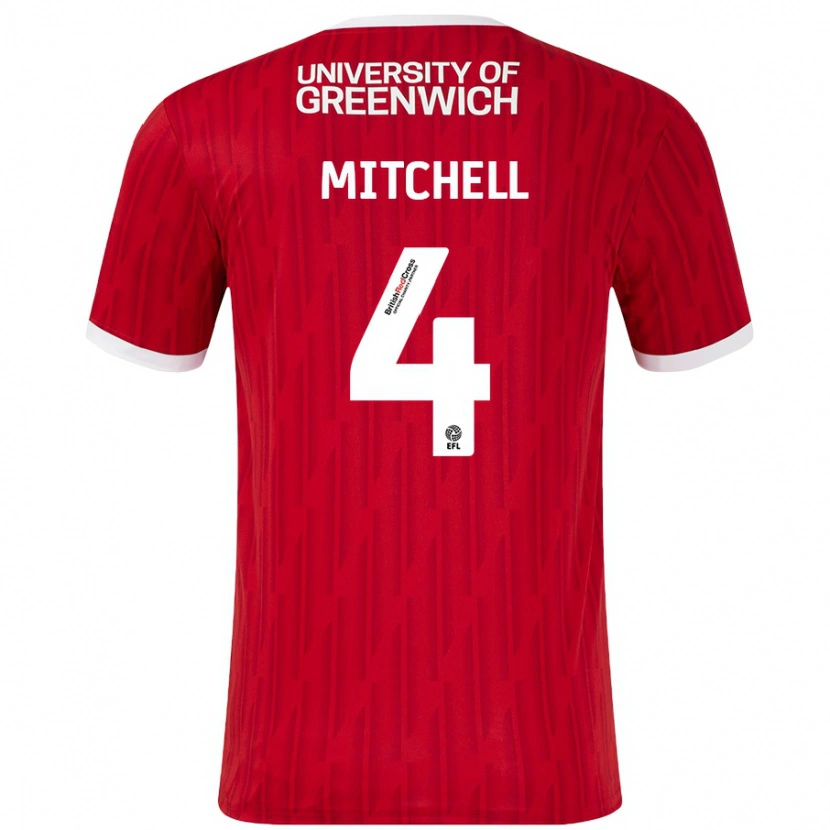 Danxen Hombre Camiseta Alex Mitchell #4 Rojo Blanco 1ª Equipación 2024/25 La Camisa