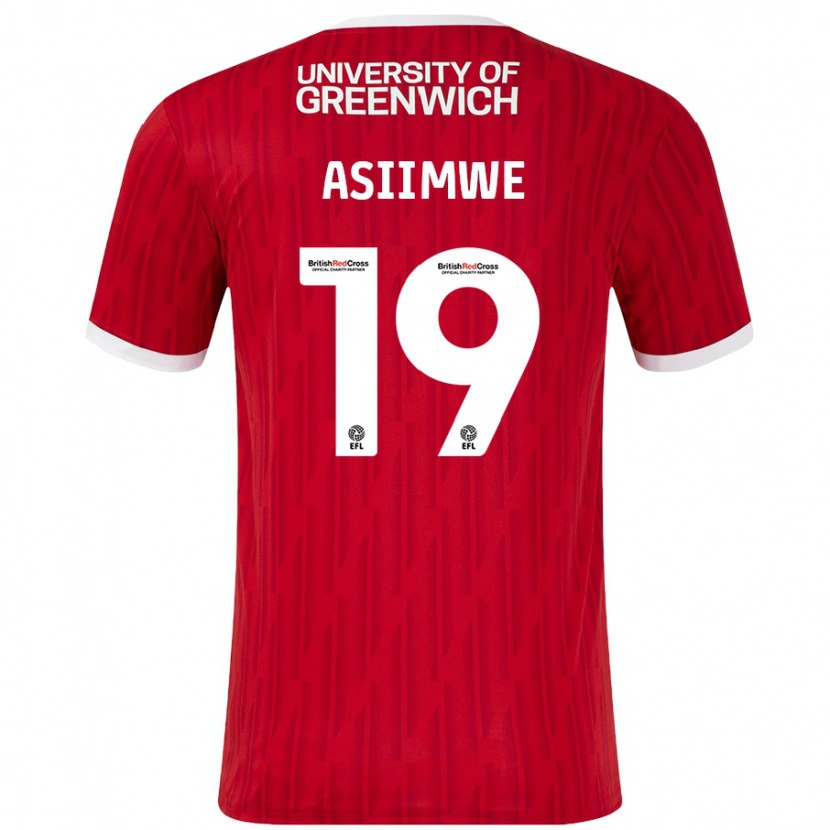 Danxen Hombre Camiseta Nathan Asiimwe #19 Rojo Blanco 1ª Equipación 2024/25 La Camisa