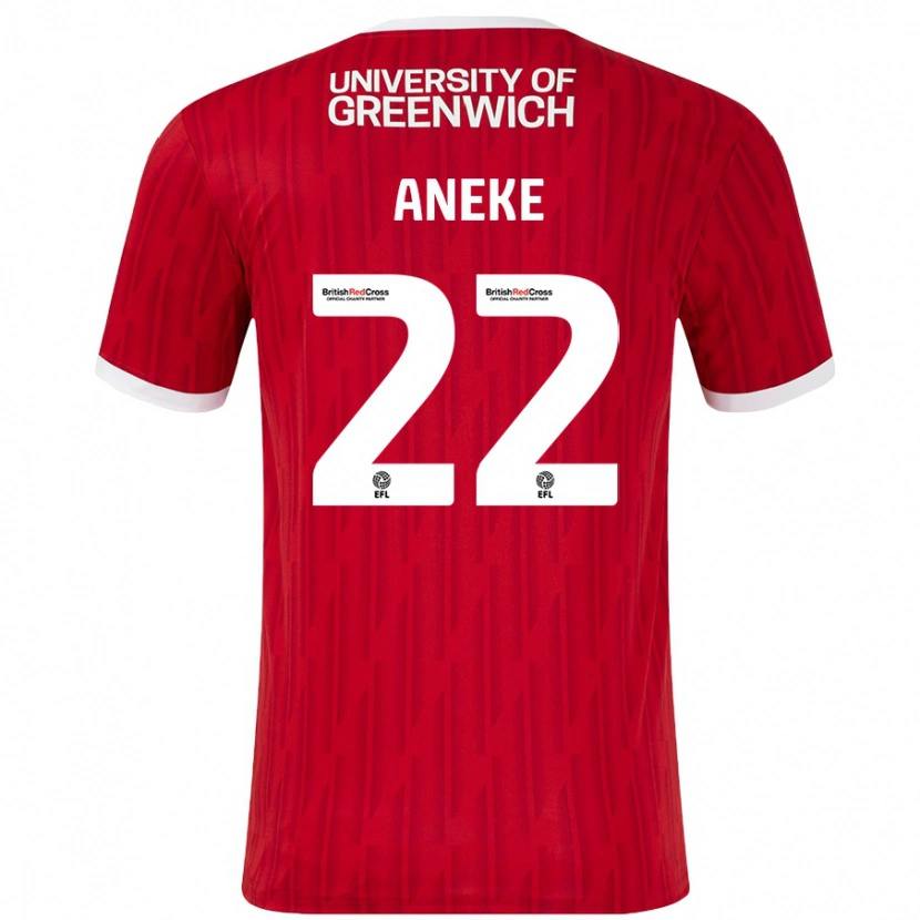 Danxen Hombre Camiseta Chuks Aneke #22 Rojo Blanco 1ª Equipación 2024/25 La Camisa