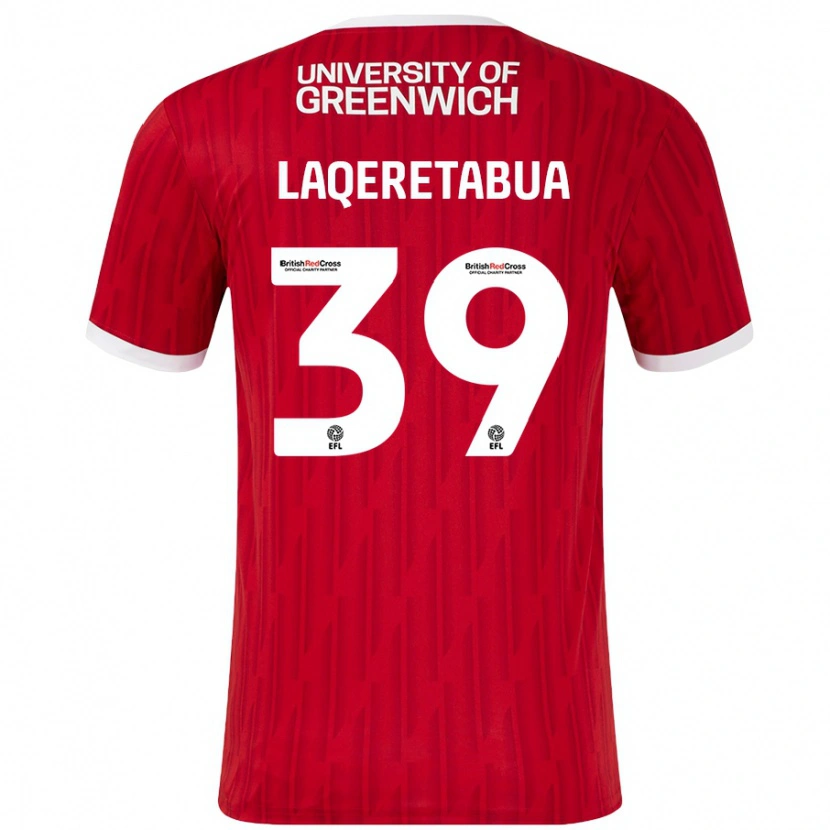 Danxen Hombre Camiseta Josh Laqeretabua #39 Rojo Blanco 1ª Equipación 2024/25 La Camisa