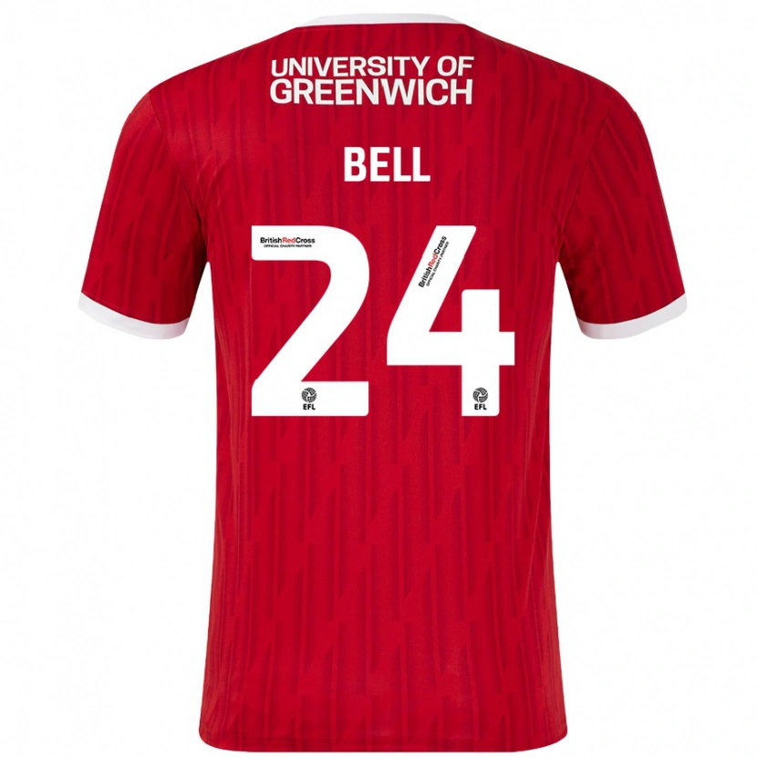 Danxen Hombre Camiseta Taylor Bell #24 Rojo Blanco 1ª Equipación 2024/25 La Camisa