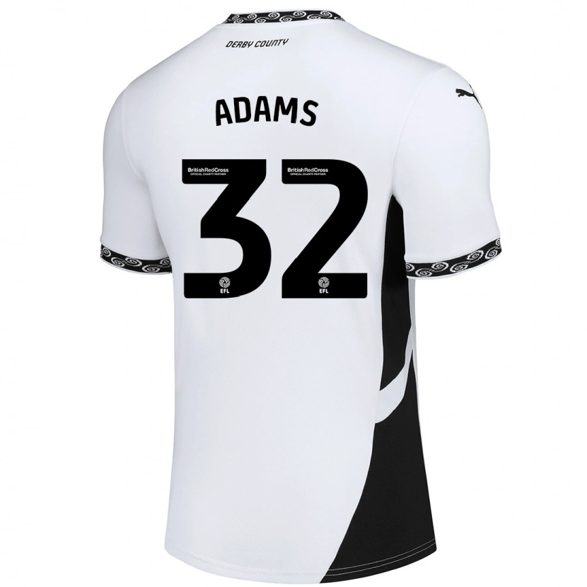 Danxen Hombre Camiseta Ebou Adams #32 Blanco Negro 1ª Equipación 2024/25 La Camisa